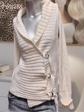 Y2K Buckle Detail Wrap Sweater